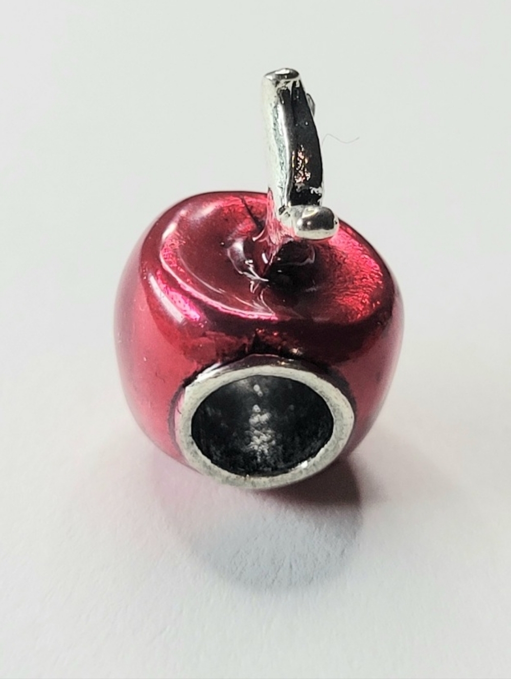NWT For Pandora Bracelets Candy Apple Red Charm For Teachers Green Rhinestones - Picture 2 of 5